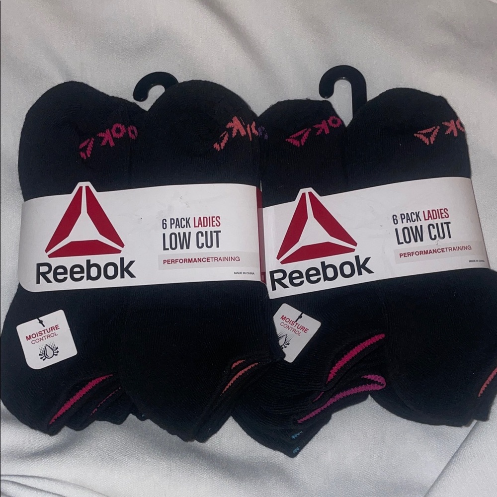 Reebok Women's Black and Pink Low Cut Socks - 6 Pair